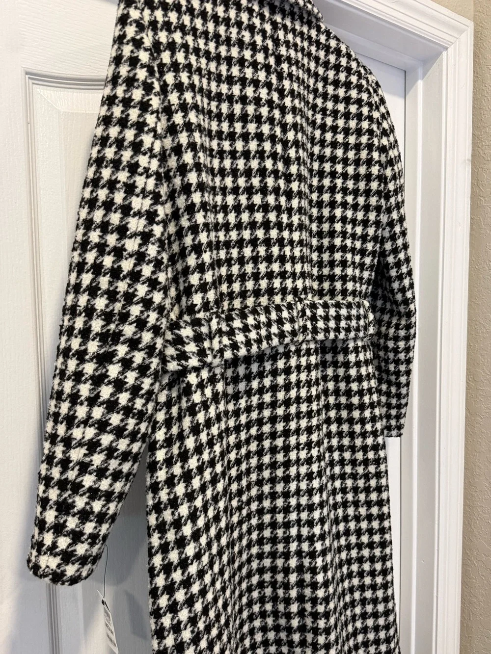 INC (International Concepts) Black and White Houndstooth Trench Coat - BRAND NEW